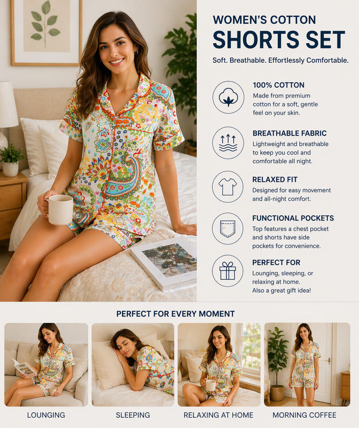 Vibrant Print Cotton Short Set