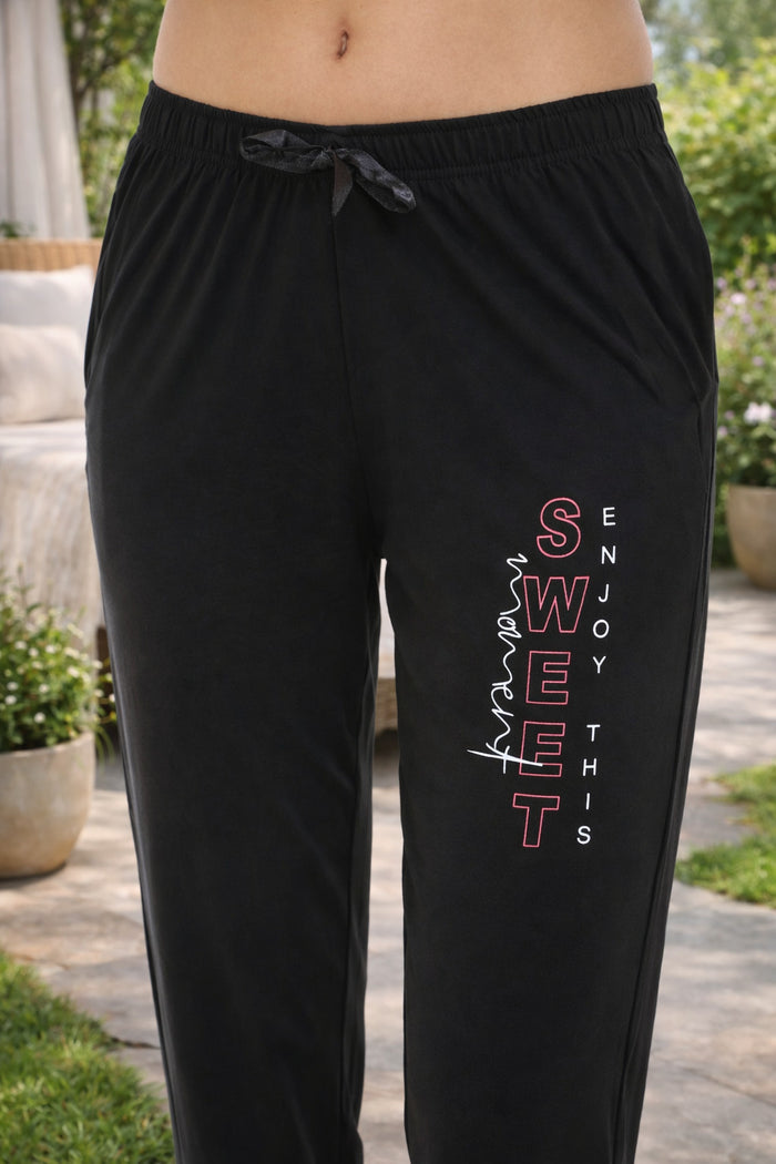 Black Tencel Track Pants