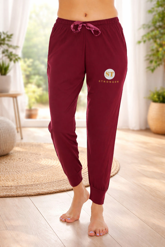 Maroon Tencel Jogger Pants