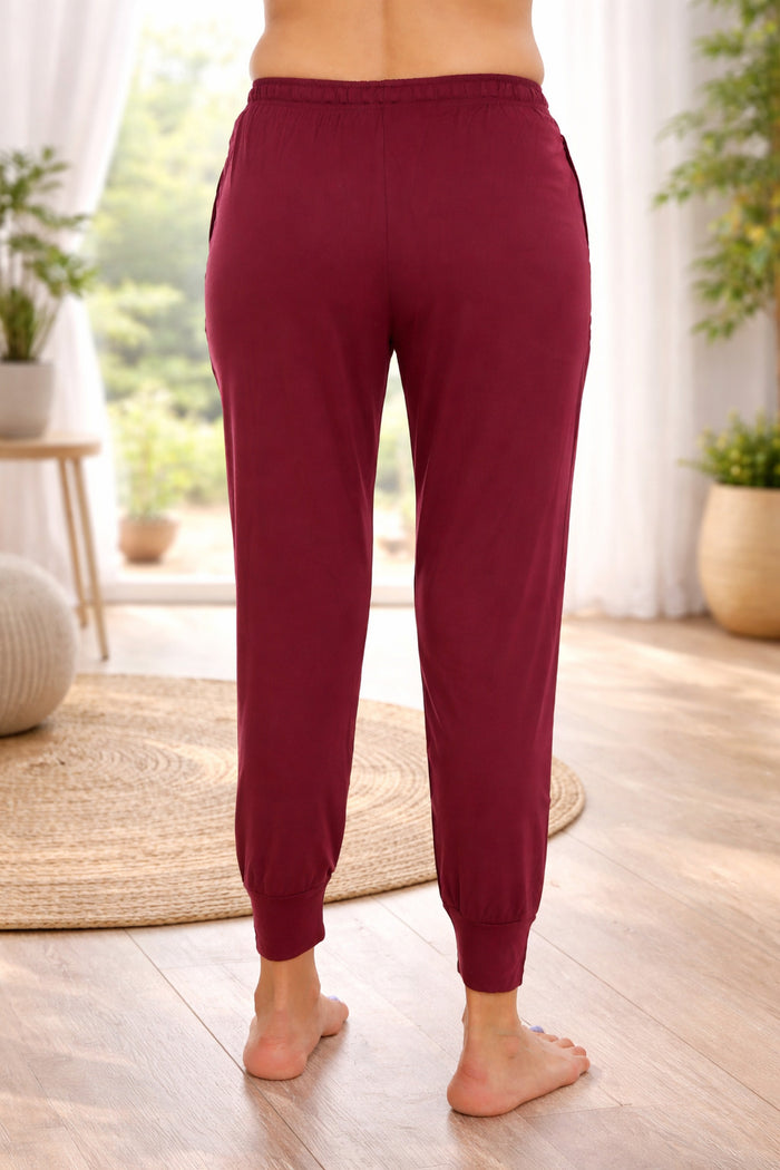 Maroon Tencel Jogger Pants