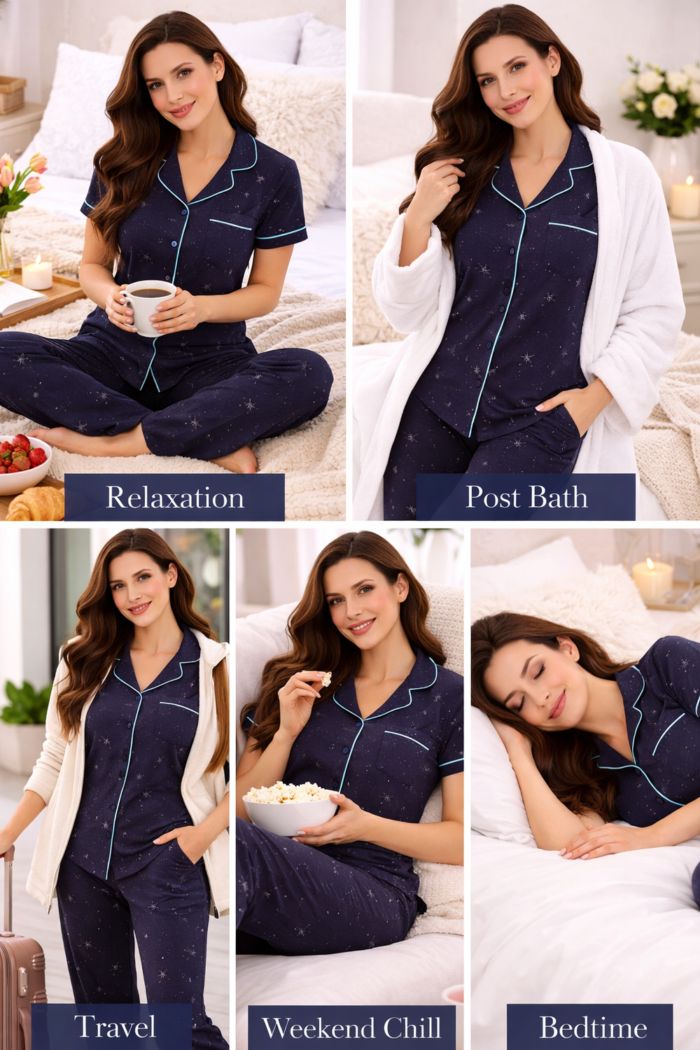 Navy Printed Pajama Set