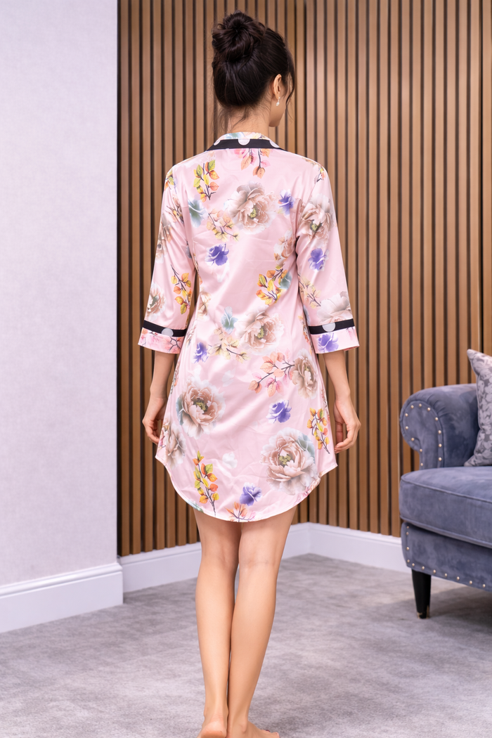 Floral Satin Night Shirt