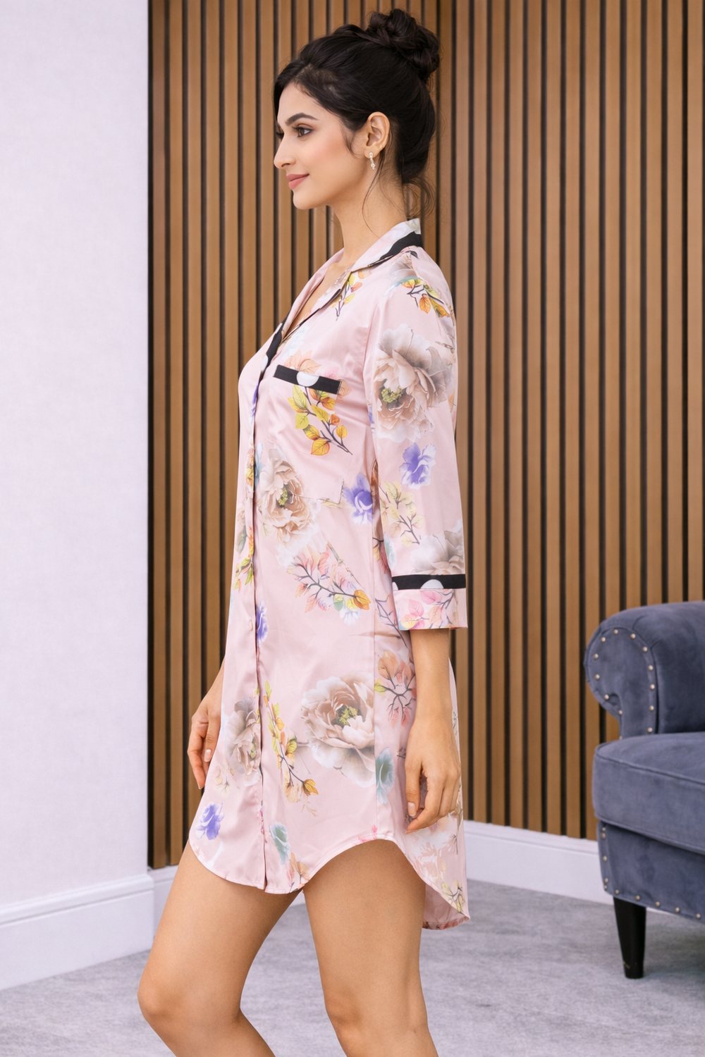 Floral Satin Night Shirt