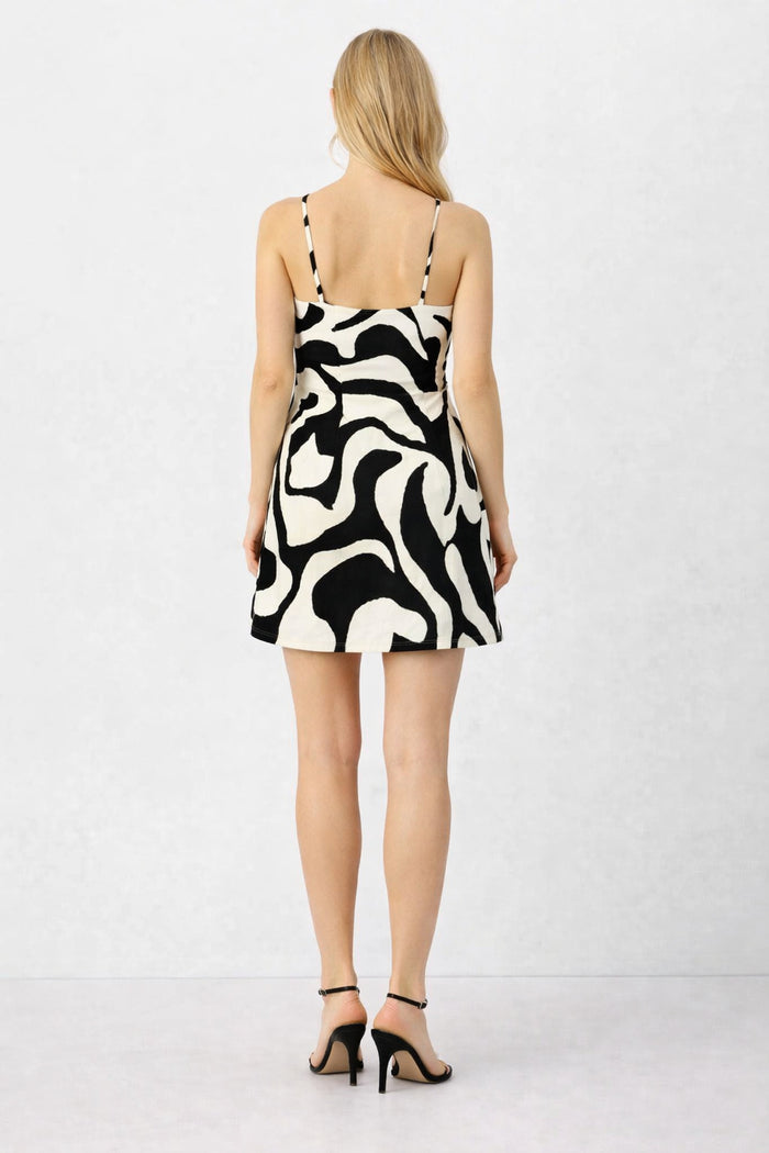 Black White Abstract Mini Dress