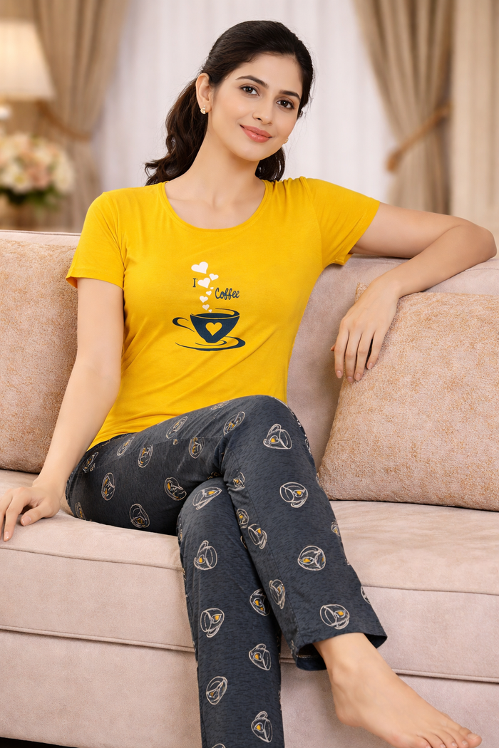 Yellow Graphic Pajama Set