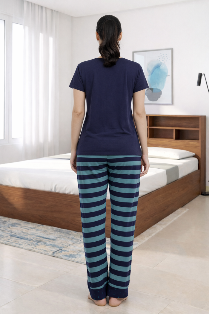Blue Striped Pajama Set