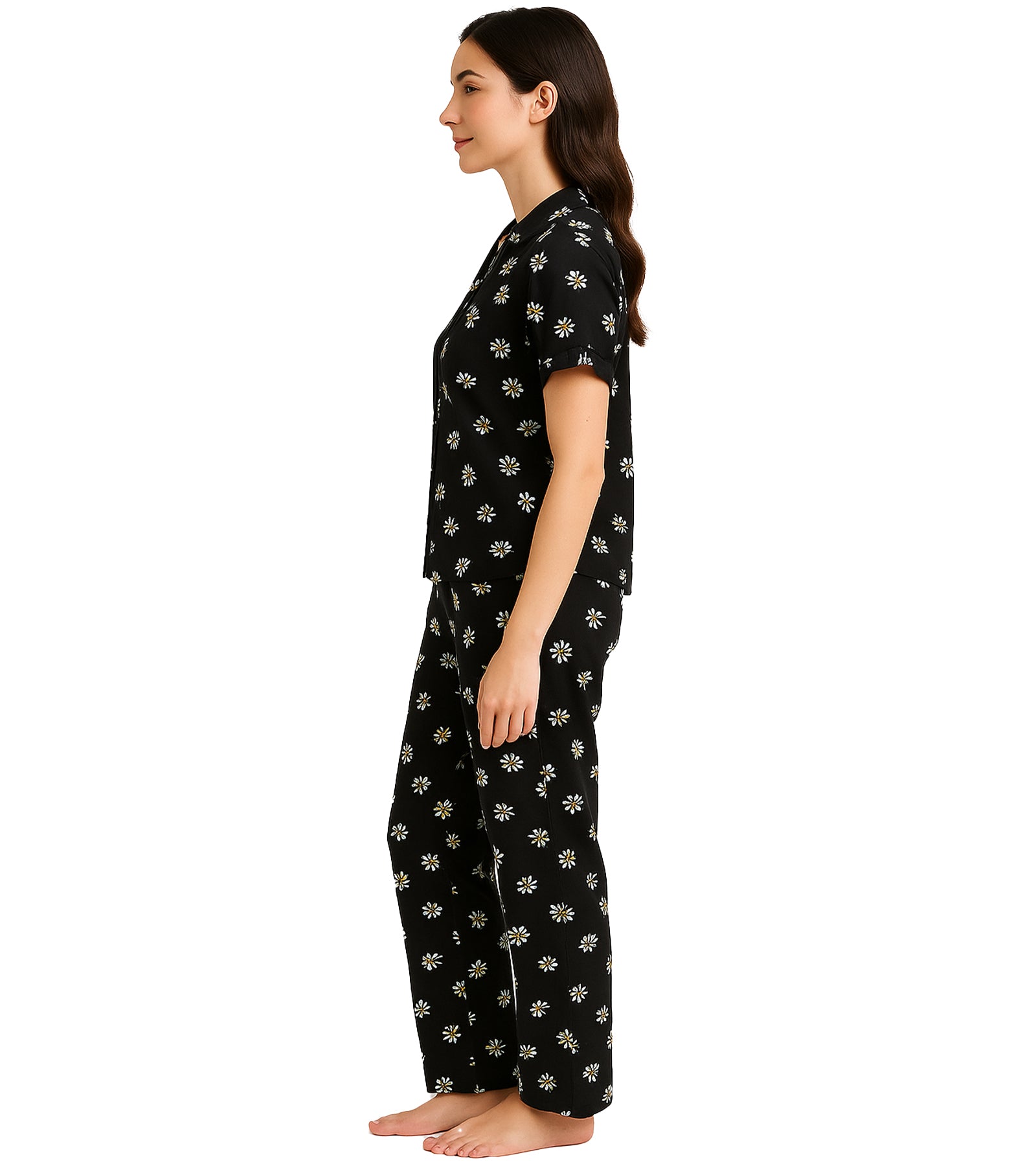 BLACK DAISY BLACK PAJAMA SET