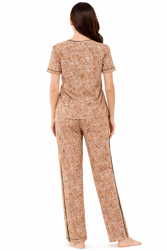 Animal Print Shirt Pajama Set