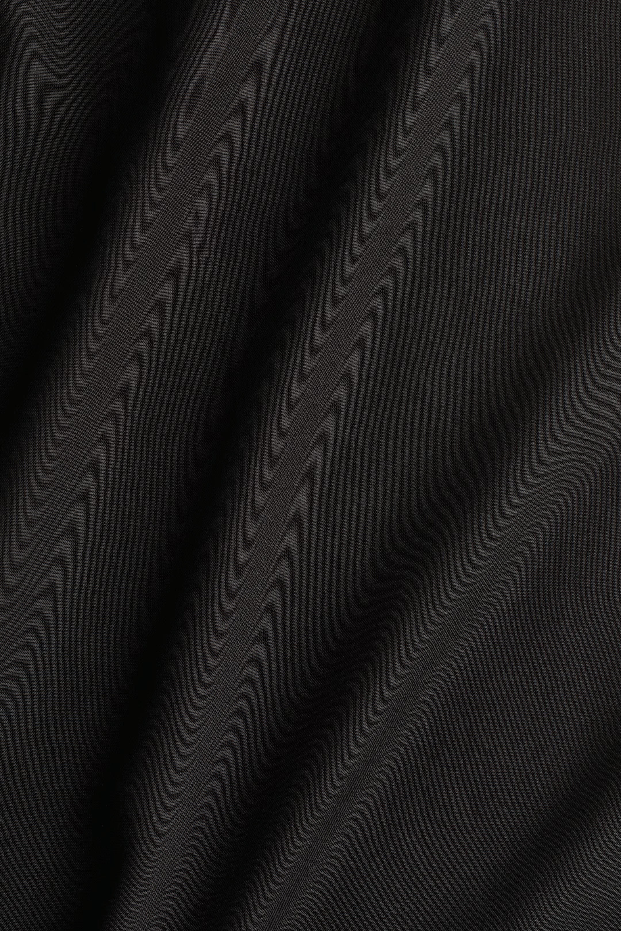 Women Solid Black Short Sleeve A-Line Mini Dress with Mandarin Collar Neck