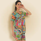 Artistic Printed Cotton Shorts Set