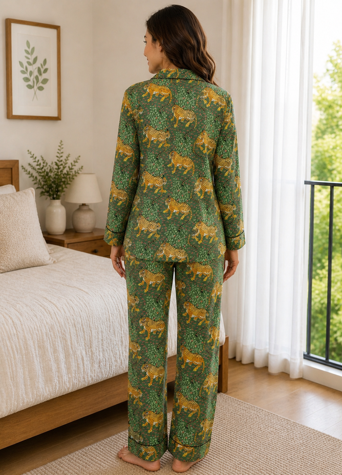 Jungle Green Cotton Night Suit