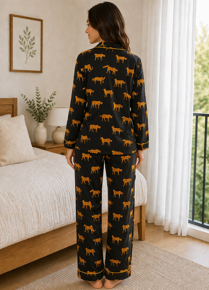 Black Safari Cotton Night Suit