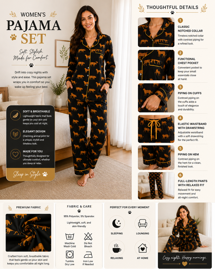 Black Safari Cotton Night Suit