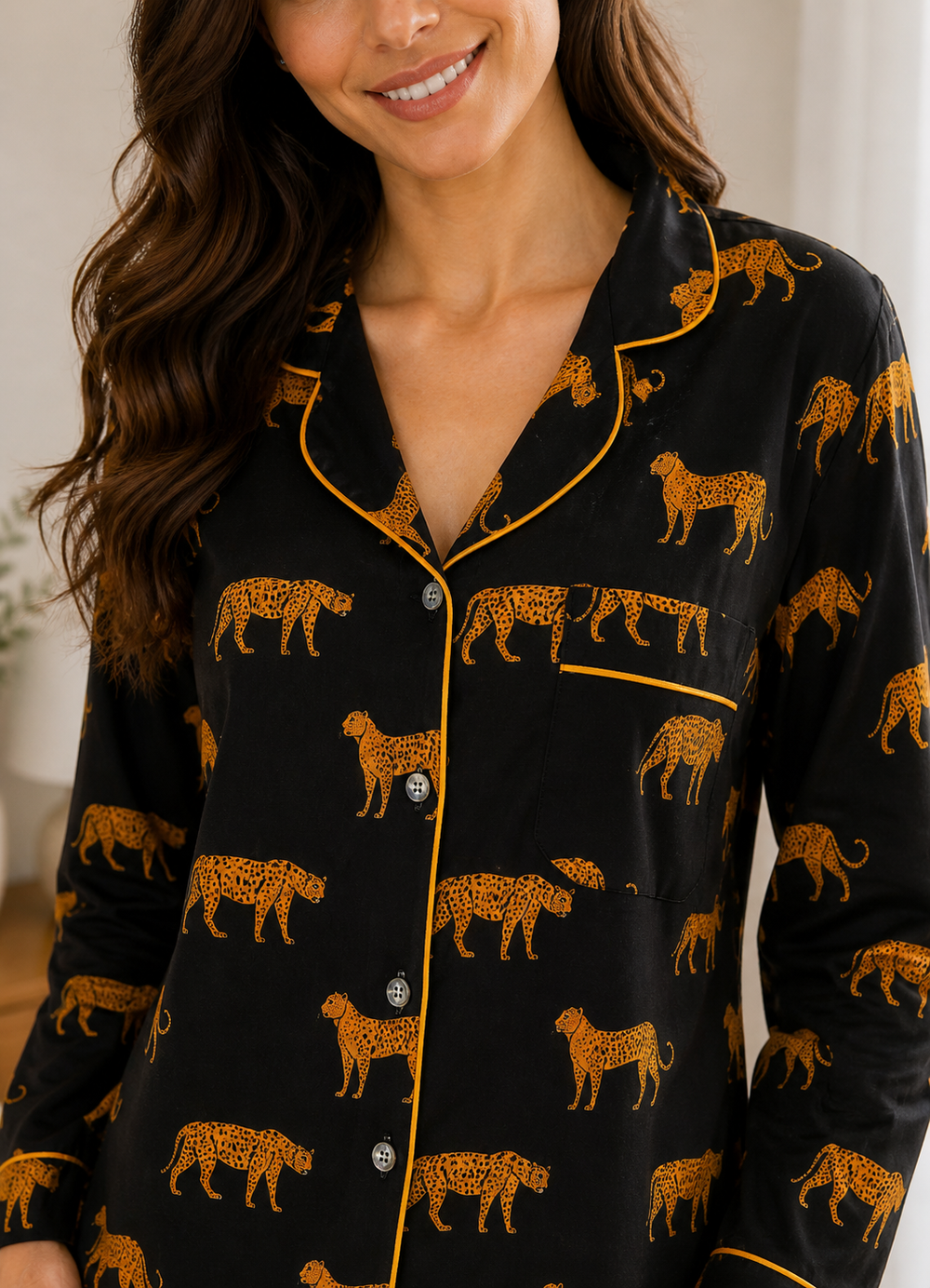 Black Safari Cotton Night Suit