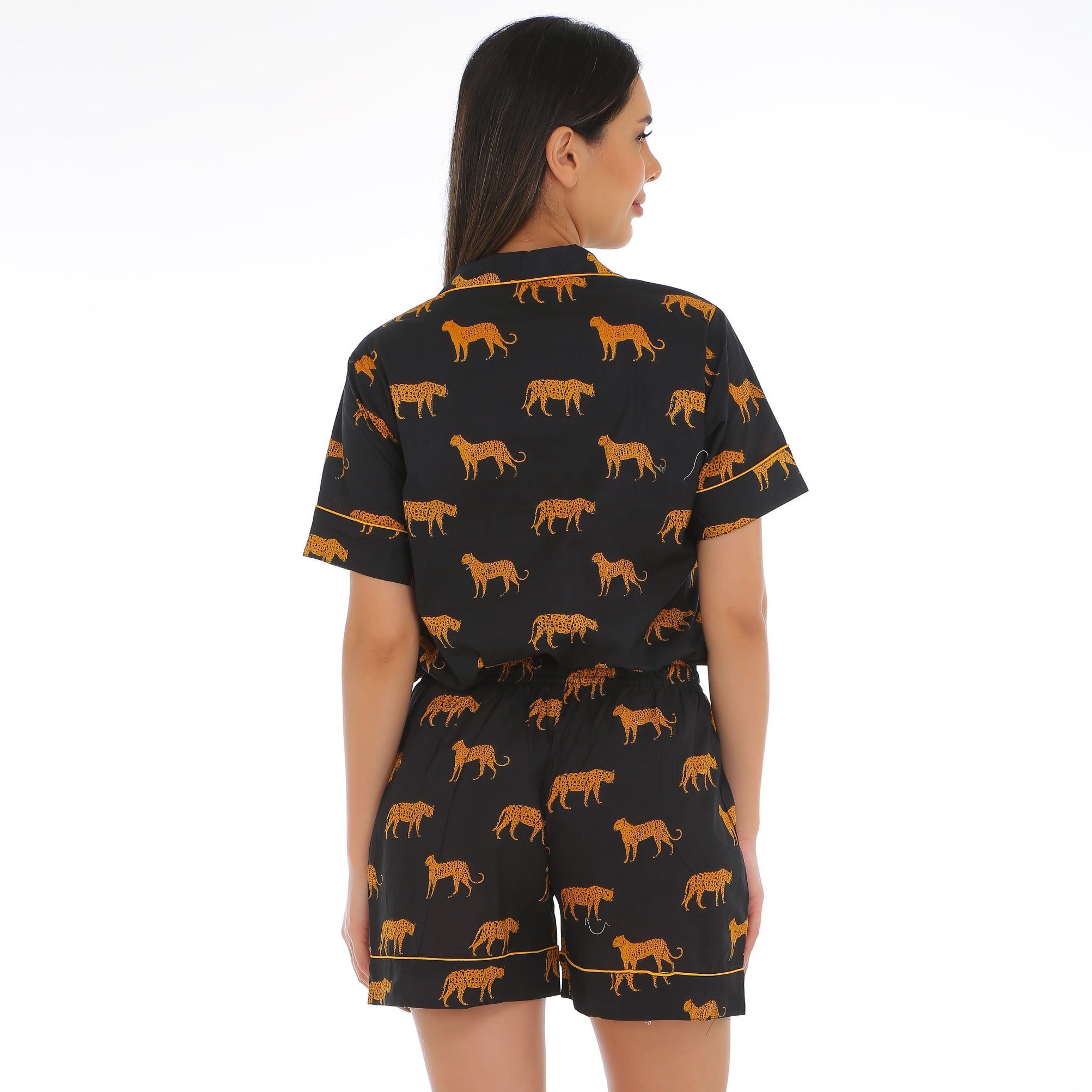 Black safari cotton Shorts Set