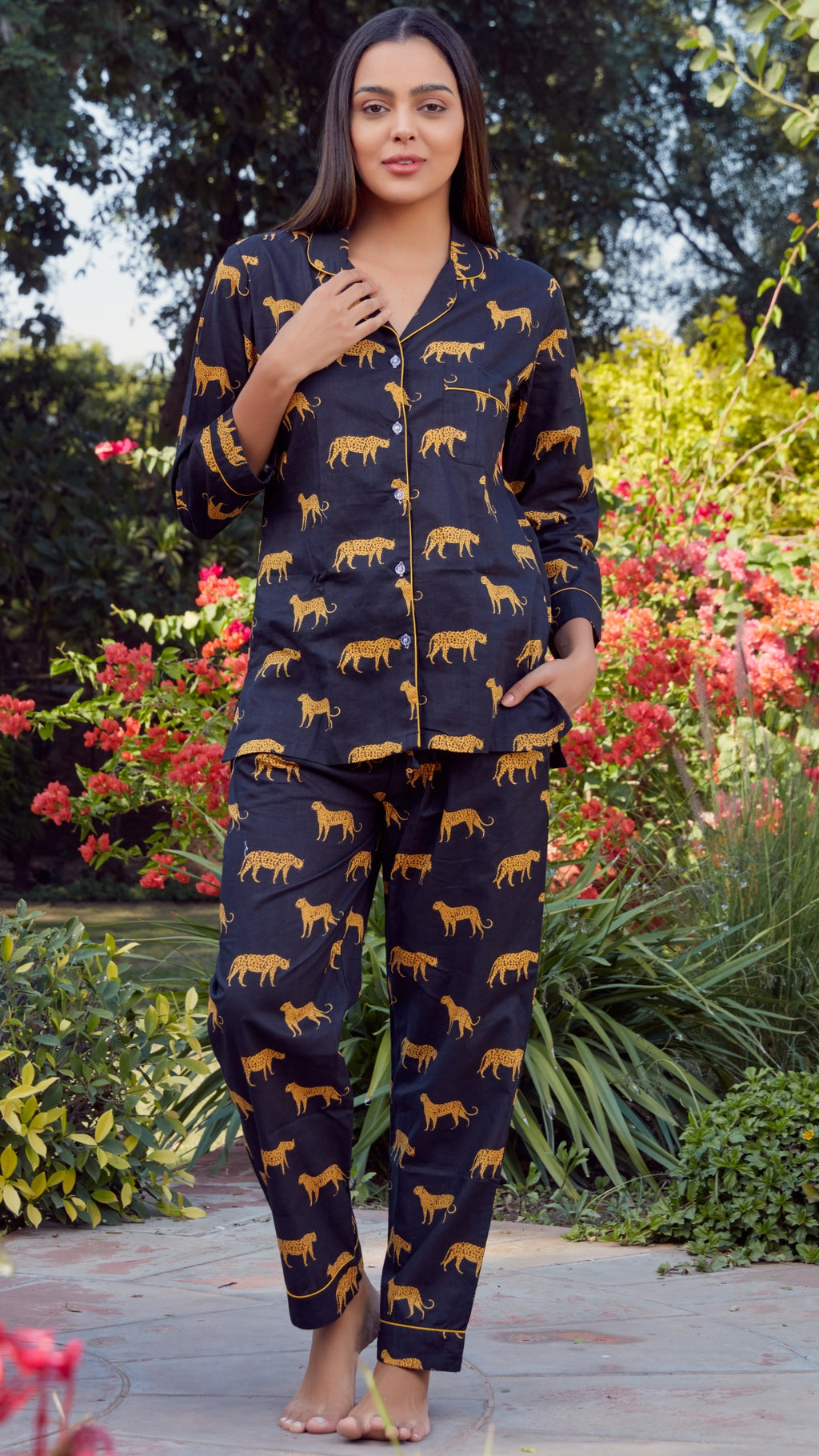 Black safari cotton Nightsuit