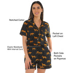 Black safari cotton Shorts Set