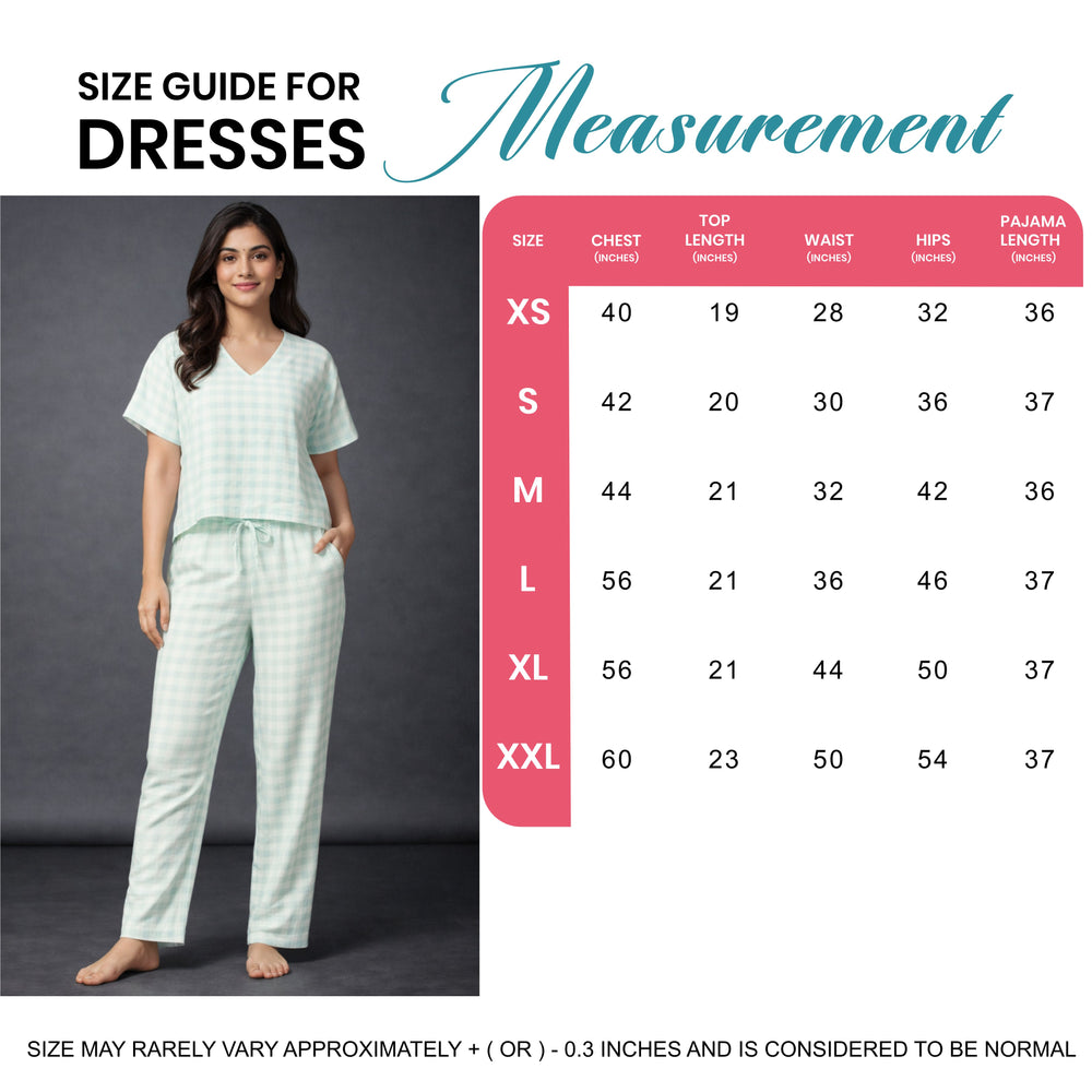 Green Checkered Cotton Night Suit