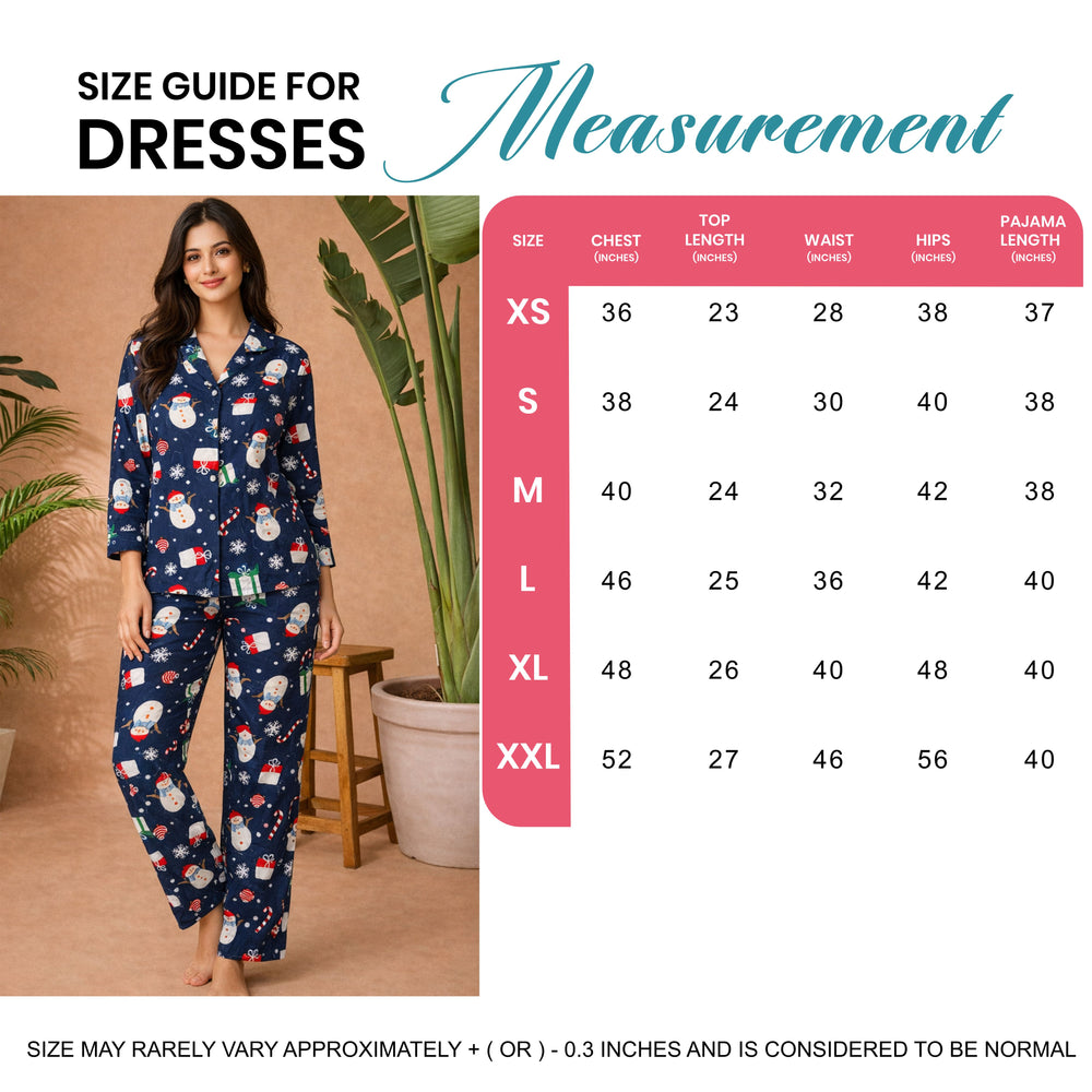 Blue Printed Cotton Night Suit