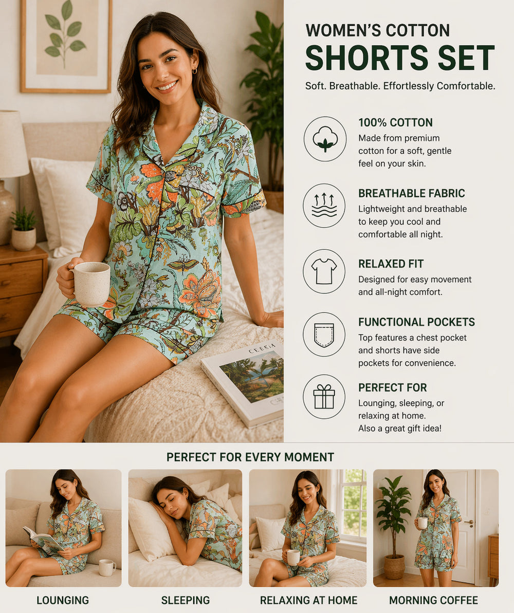 Printed Cotton Short Set
