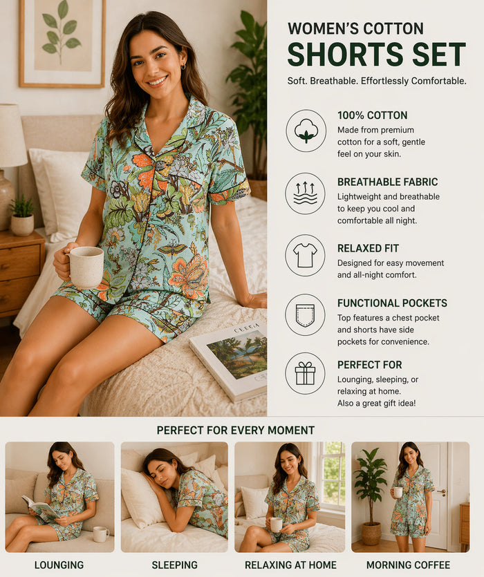 Printed Cotton Short Set