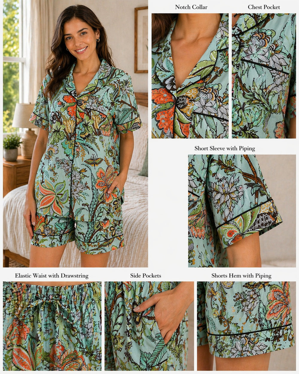 Printed Cotton Short Set
