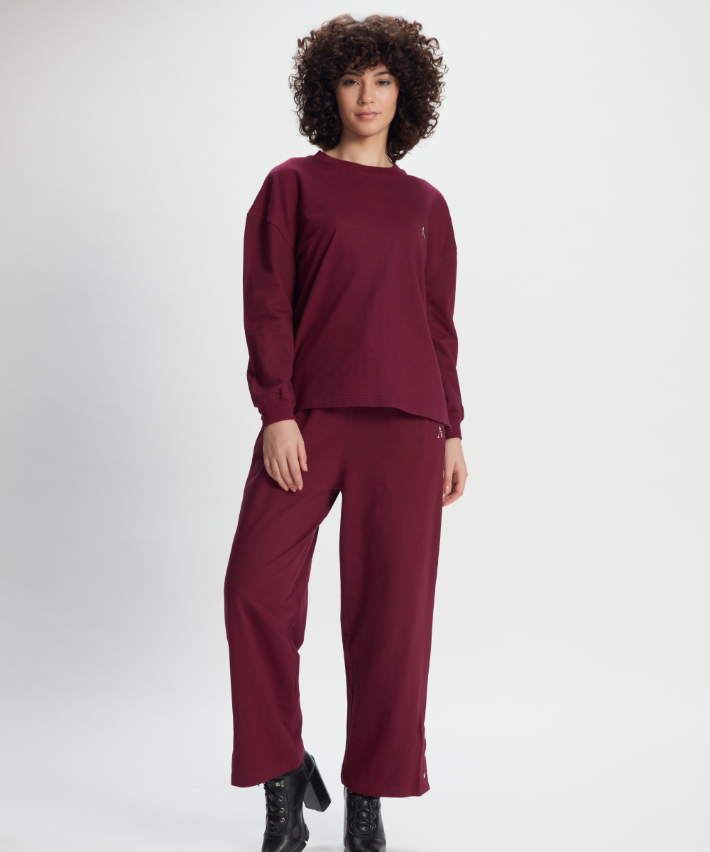 Wine Sweatshirt and Pant Set