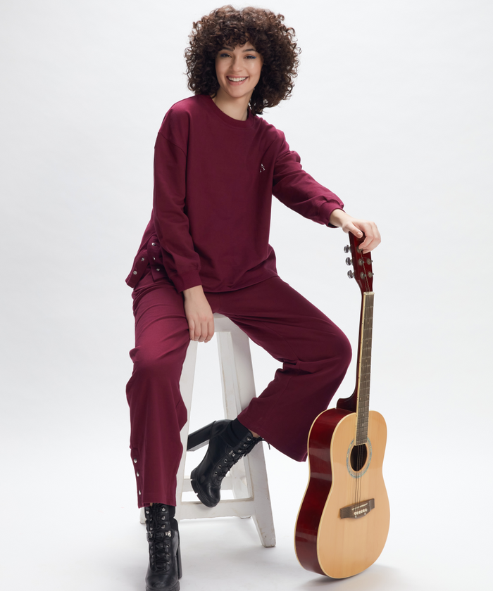 Wine Sweatshirt and Pant Set