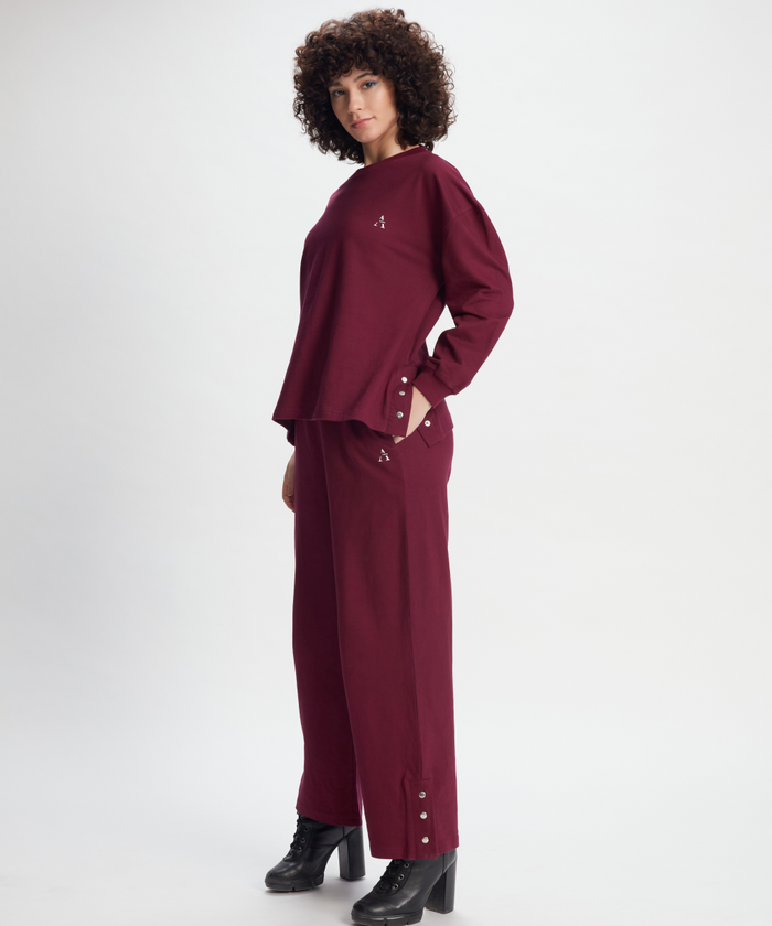 Wine Sweatshirt and Pant Set