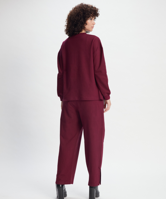 Wine Sweatshirt and Pant Set