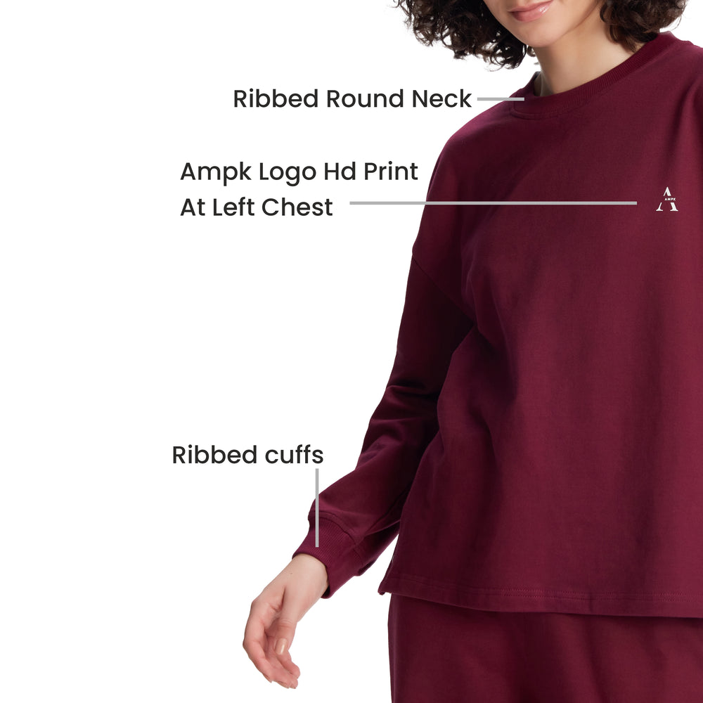 Wine Sweatshirt and Pant Set