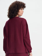MELODIC WINE SPLIT CASUAL PULLOVER