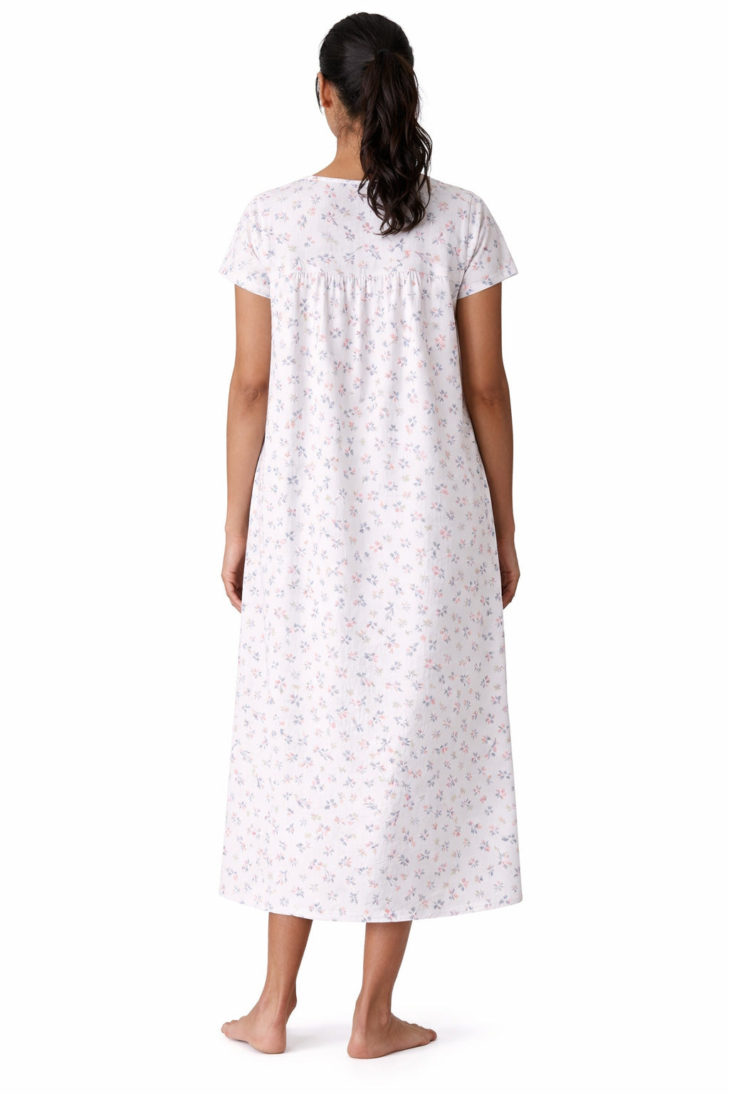 Women’s Soft Cotton Floral Nighty Dress | Elegant Printed Lounge & Sleepwear Maxi Gown
