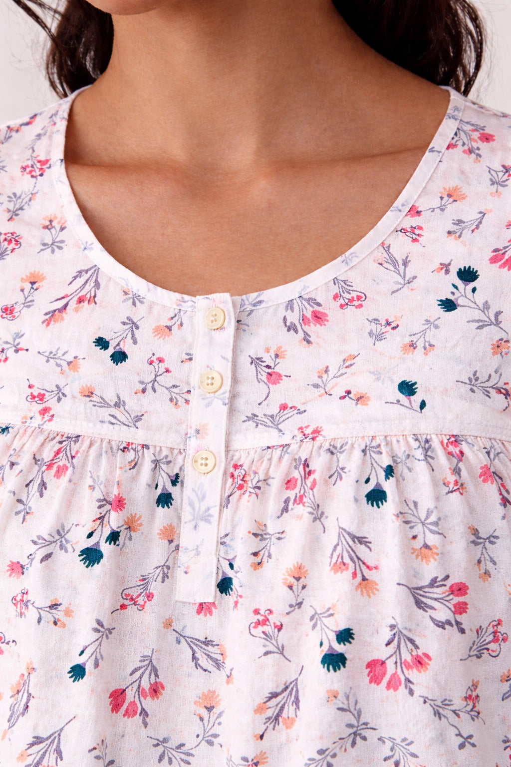 Women’s Soft Cotton Floral Nighty Dress | Elegant Printed Lounge & Sleepwear Maxi Gown
