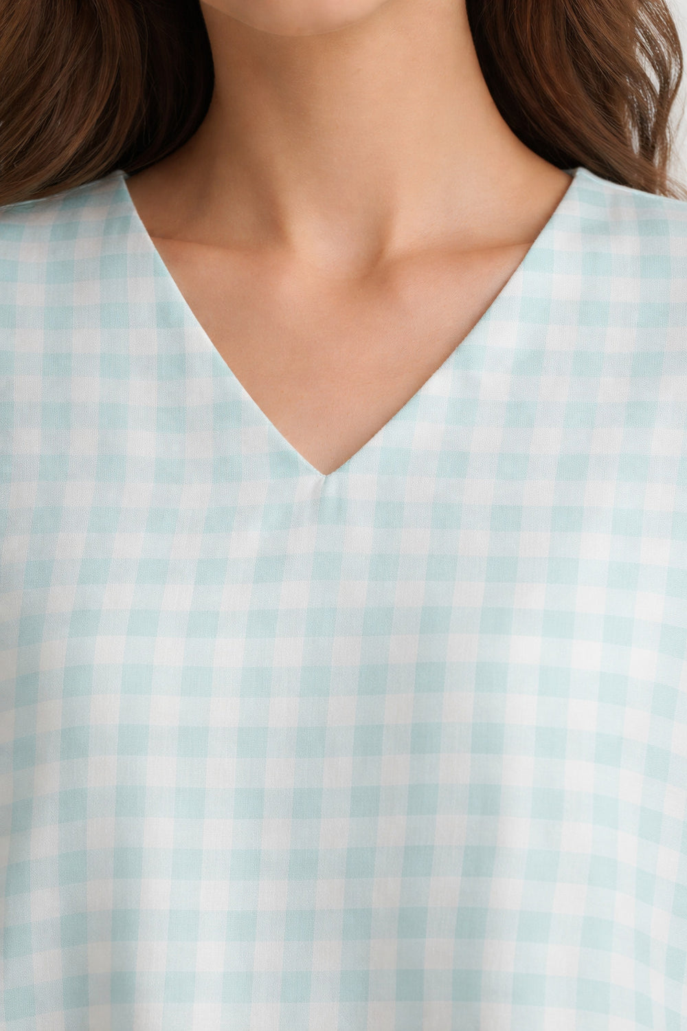 Green Checkered Cotton Night Suit