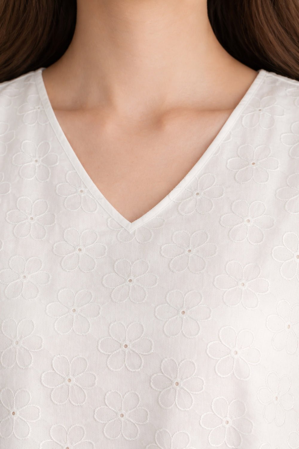 White Chikankari Cotton Night Suit
