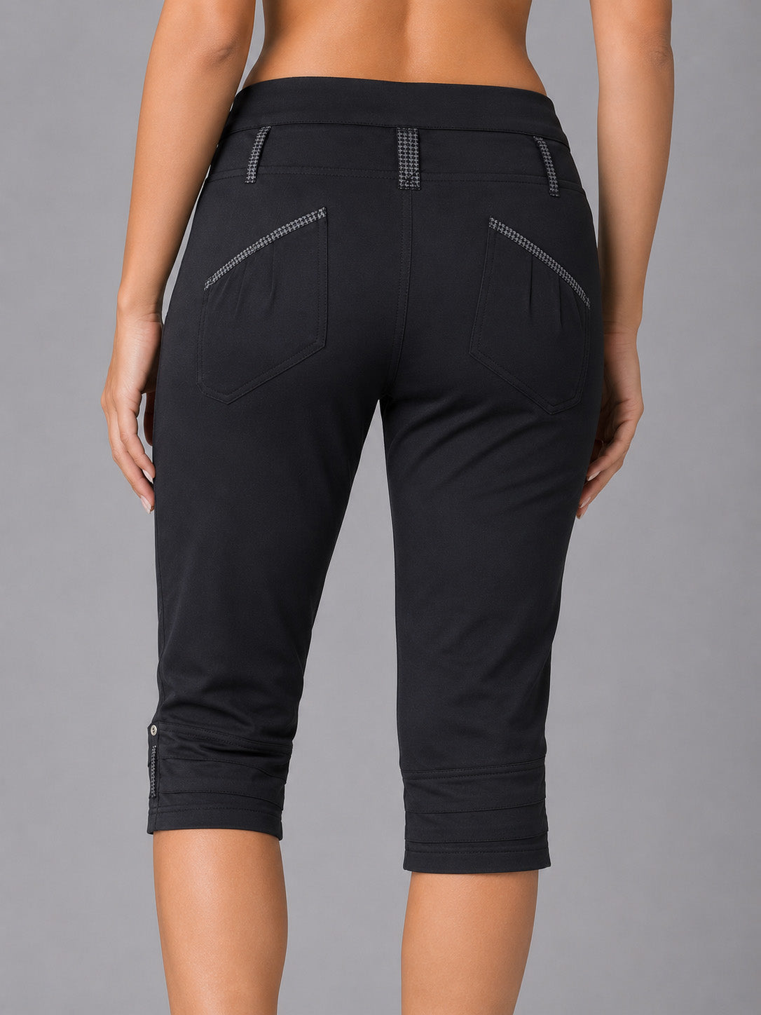 Women’s Dry Fit Capri Pants – Black Mid-Rise Stretchable Activewear Capri
