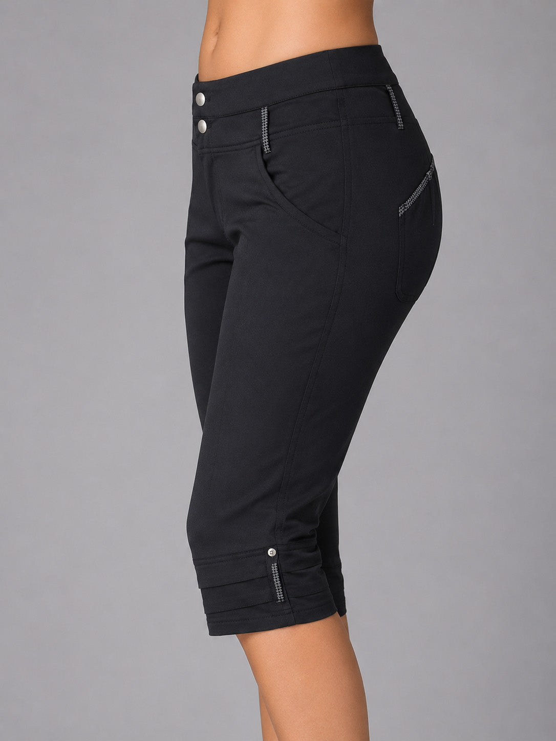 Women’s Dry Fit Capri Pants – Black Mid-Rise Stretchable Activewear Capri