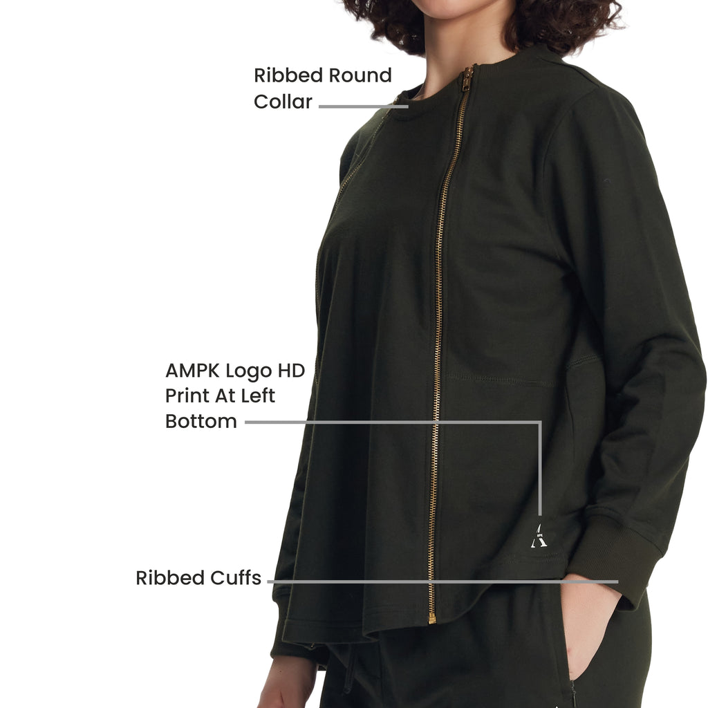 Olive Green Athleisure Track Pants ,Convertible Jacket