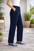 Elegant Fit Navy Trousers for Women - Stylish Comfort Pants