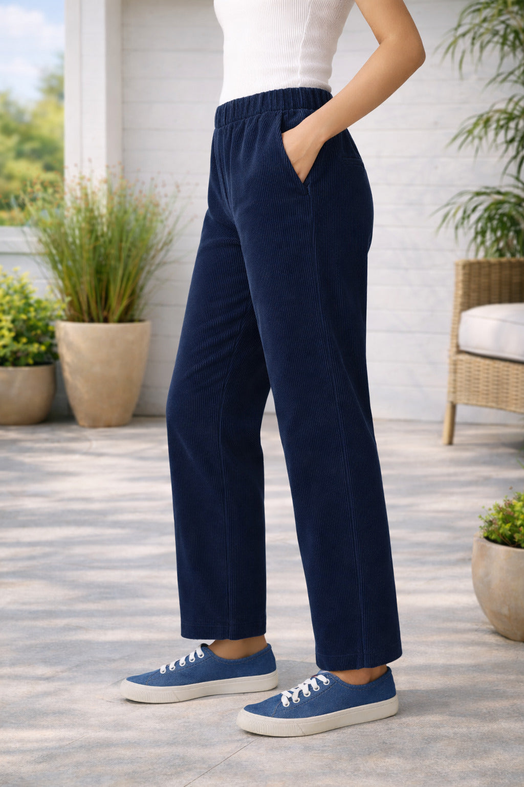 Elegant Fit Navy Trousers for Women - Stylish Comfort Pants
