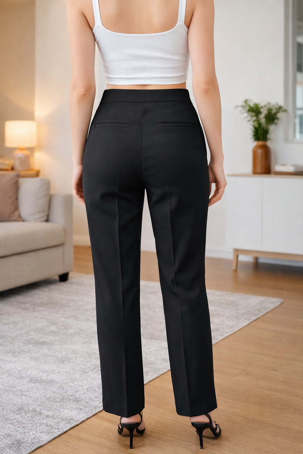 Elegant Black Trousers for Women - Tailored Fit - Office Wear