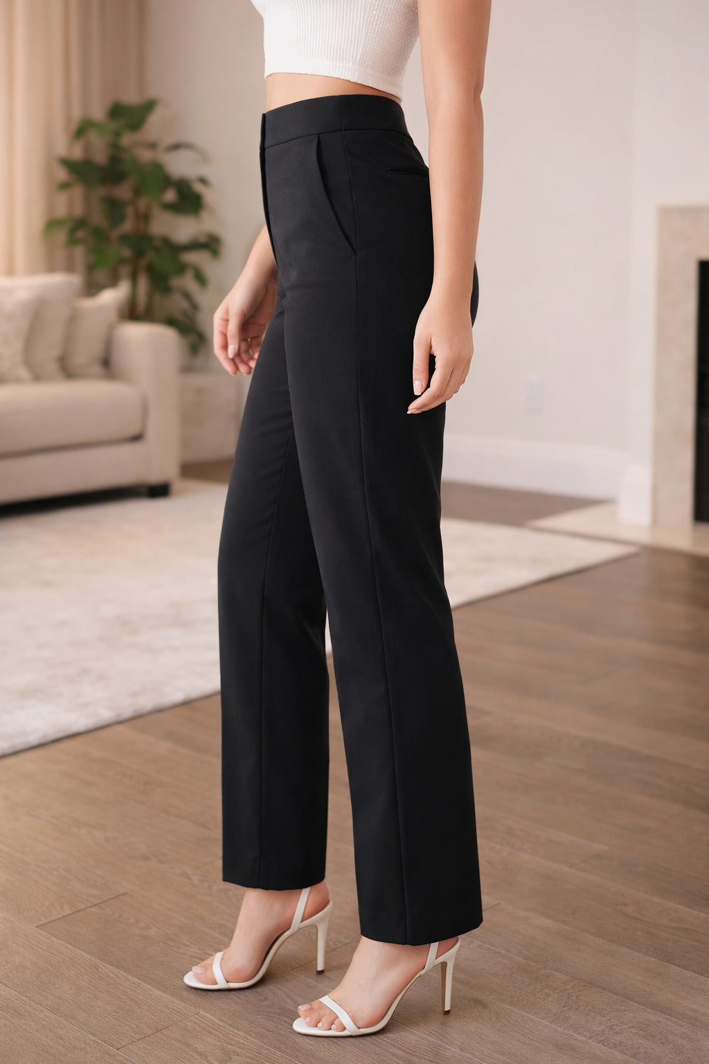 Elegant Black Trousers for Women - Tailored Fit - Office Wear