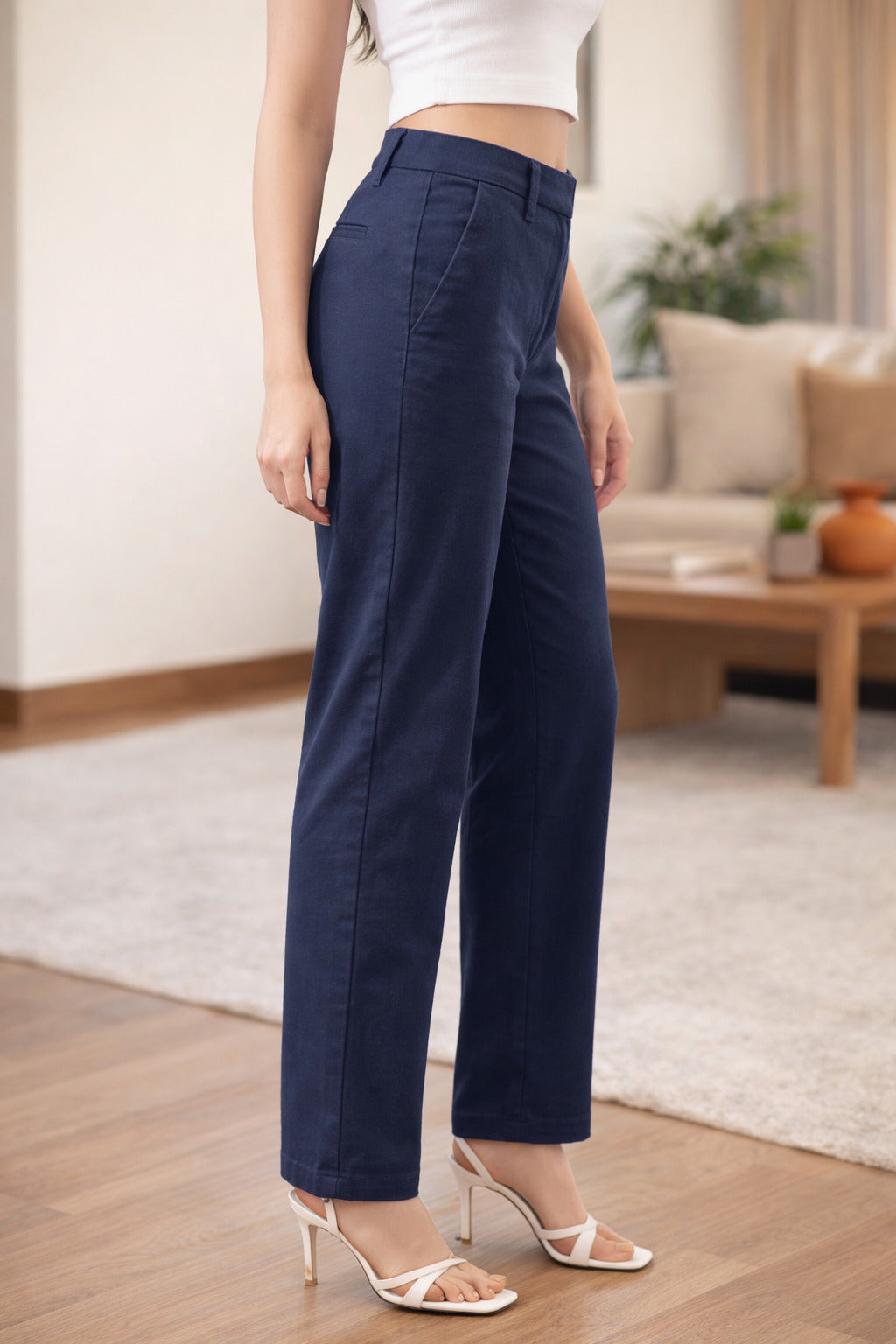 Elegant Fit Navy Trousers for Women - Stylish Comfort Pants