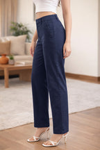 Elegant Fit Navy Trousers for Women - Stylish Comfort Pants