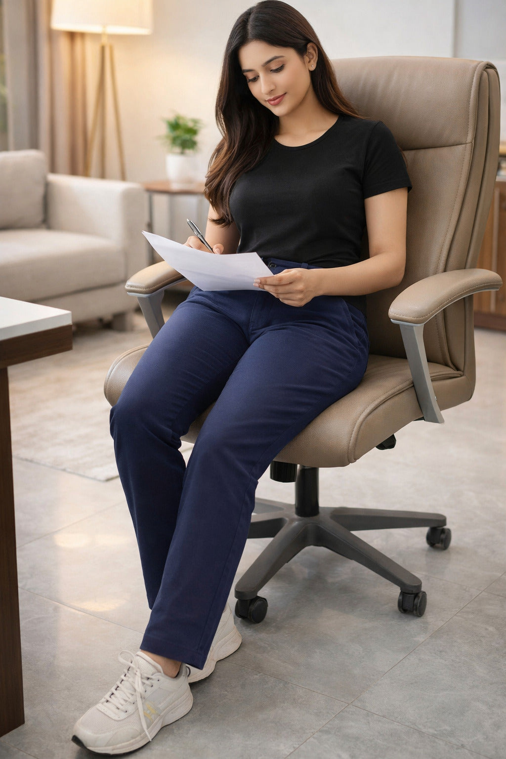 Elegant Fit Navy Trousers for Women - Stylish Comfort Pants