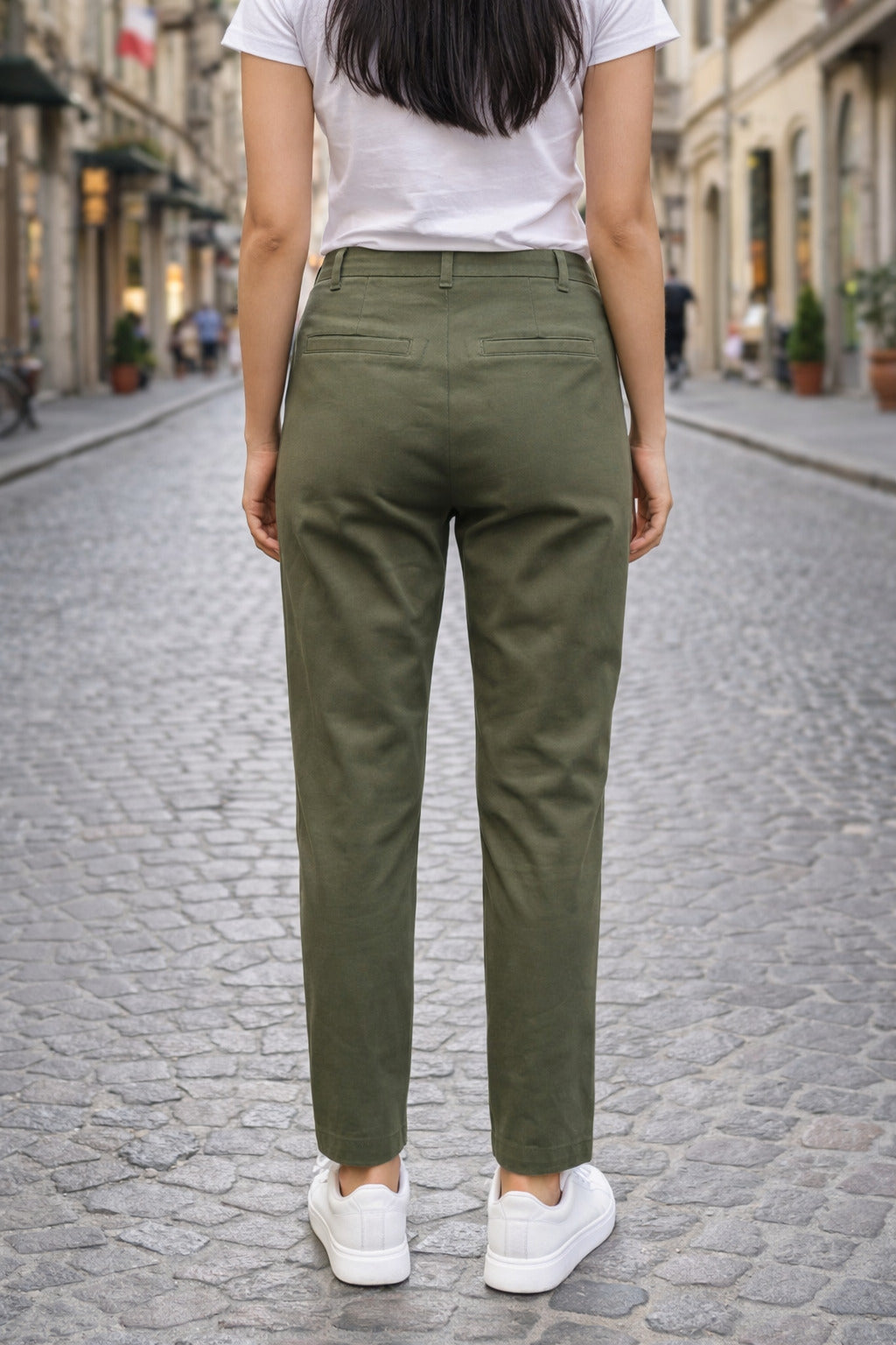 Chic Olive Green Trousers for Women - Tailored Fit - Casual Elegance