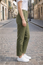 Chic Olive Green Trousers for Women - Tailored Fit - Casual Elegance