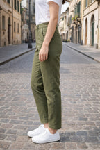 Chic Olive Green Trousers for Women - Tailored Fit - Casual Elegance