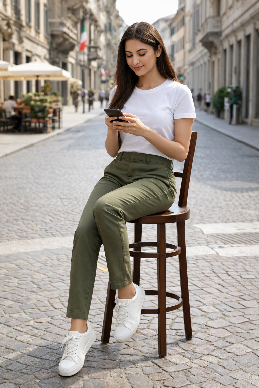 Chic Olive Green Trousers for Women - Tailored Fit - Casual Elegance